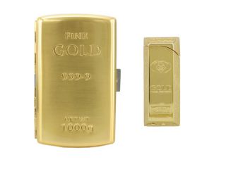 Cigarette etui + lighter "Gold bar"