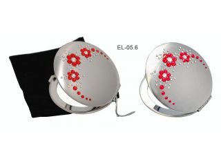 Cosmetic metal round mirror "Flowers V" white/red