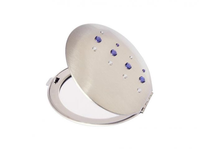 33.1 lusterko kosmetyczne fiolet biały Swarovski crystal cosmetic mirror violet white Kosmetik Taschenspiegel dla Niej gift (4).jpg