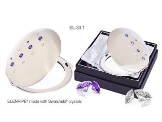 33.1 (2in1) sw lusterko kosmetyczne fiolet biały Swarovski crystal cosmetic mirror violet white Kosmetik Taschenspiegel dla Niej gift (1).jpg